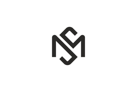 Geometric interlocking letter NS monogram logo design for modern corporate identity