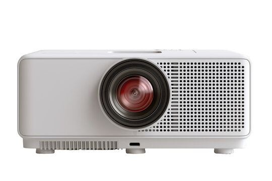 Modern digital projector with premium matte finish and isolated transparent background for presentations