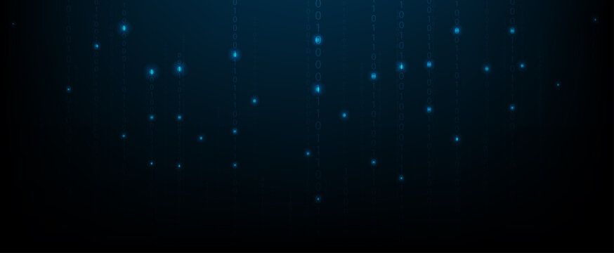 Futuristic Digital Data Streams with Glowing Binary Code