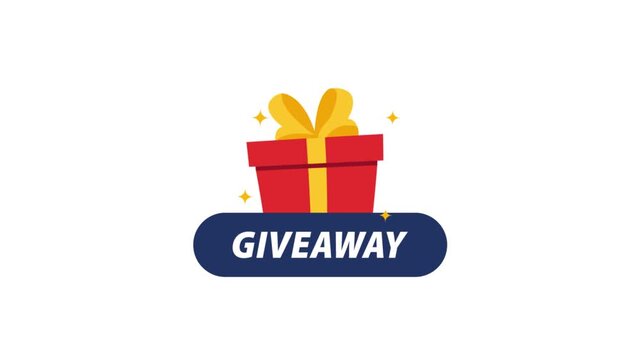 Animated Giveaway Gift Box Icon with Sparkles 