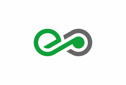 Letter EP Infinity Logo Design, Letter E with P forming infinity symbol combination, vector illustration