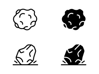 Asteroid and falling rock vector icon set with asteroid, meteorite © Shapla