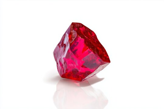 Raw ruby crystal isolated on white background