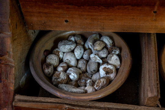 Different varieties of corn, native potatoes, chu&ntilde;o, from the Peruvian Andes