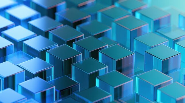 Sleek Geometric Tiles Backdrop: Aligned Multilevel Blocks in Cool Blue-Turquoise