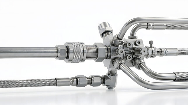 High Pressure Stainless Steel Valve Assembly and Braided Hoses in Industrial Hydrogen Fuel Syste