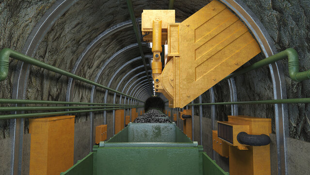Coal Mine Loading Facility Filling Railway Wagons with Raw Coal