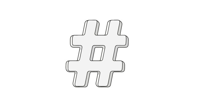 Three dimensional hashtag symbol for social media content
