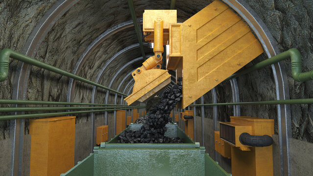 Coal Mine Loading Facility Filling Railway Wagons with Raw Coal