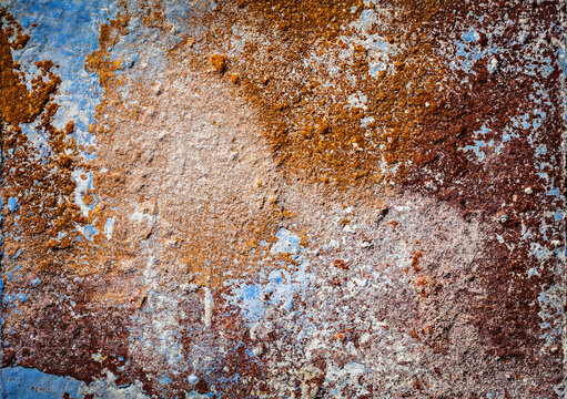 Scene featuring texture grunge background of painted plaster wall