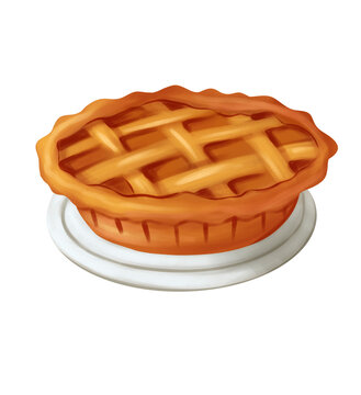 Traditional Thanksgiving Pumpkin Pie Vector Illustration Isolated on White Background
