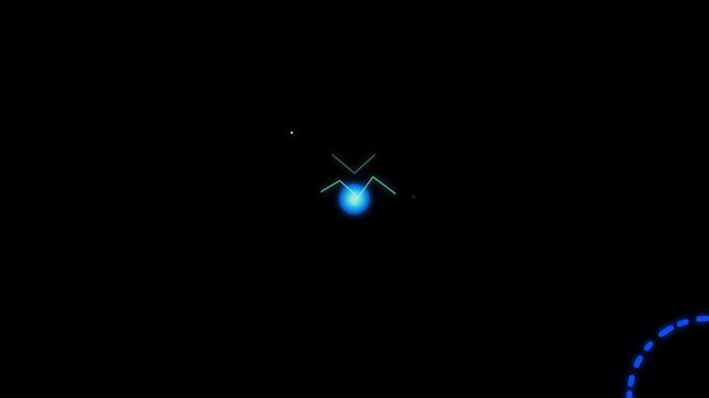 Glowing blue circle graphic with oscillating geometric lines creates dynamic digital motion video animation clip loop