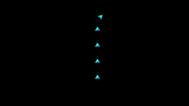 Glowing blue directional arrow icons animating across a dark screen in this modern motion video clip