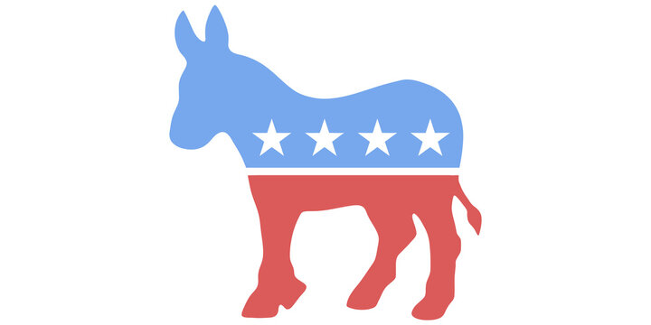 Democratic donkey symbol with red and blue colors for political media.