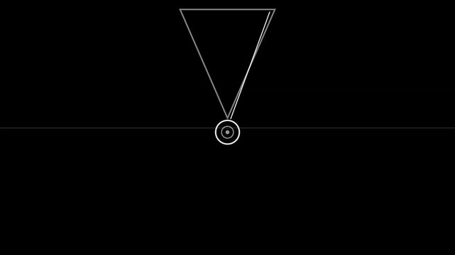 Geometric triangle shape interacting with a glowing circular center in this abstract motion video clip animation