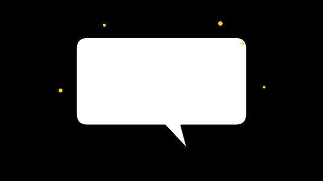 White speech bubble animation featuring yellow floating particles in this minimalist digital motion graphic video clip