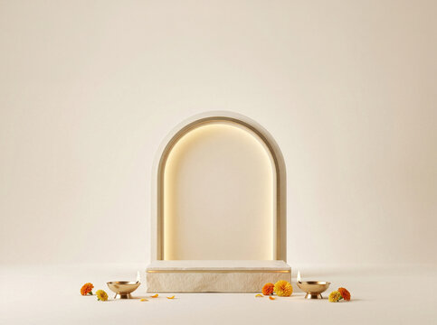 Premium Diwali Arch Podium for Festive Advertising