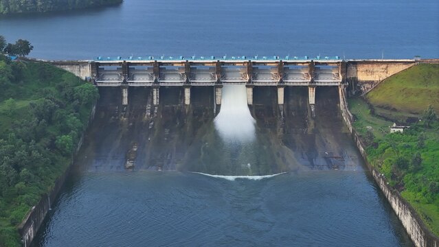 Dam with flowing water
