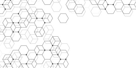 Fototapeta premium Premium textured white and grey hexagon background. Abstract geometric honeycomb pattern with fine hexagonal cells. Premium abstract design for social media, template and flyer.