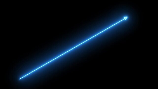 Animation of a simple blue arrow extending upward on alpha transparent background