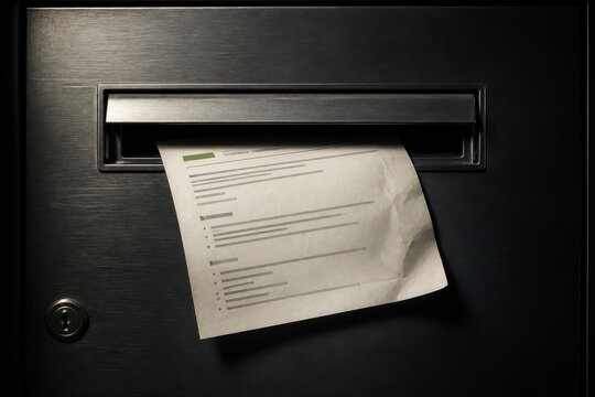Brushed metal letterbox with document and mail delivery concept
