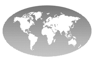Halftone Dot Pattern World Map Outline Vector Illustration Isolated White Background © Tomash