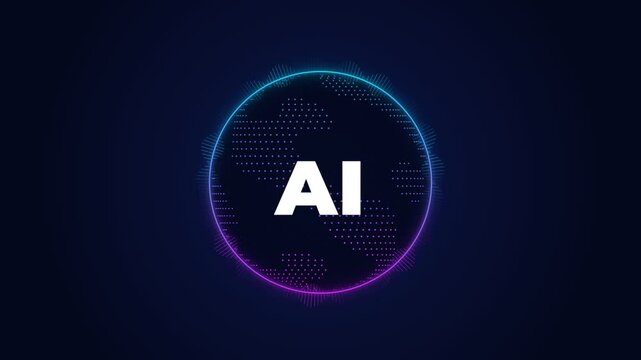 Artificial Intelligence Digital Globe Glowing Circle Concept for Futuristic Technology and Smart Solutions Network System