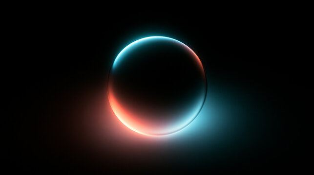 Futuristic Glowing Sphere with Neon Blue and Orange Rim Light