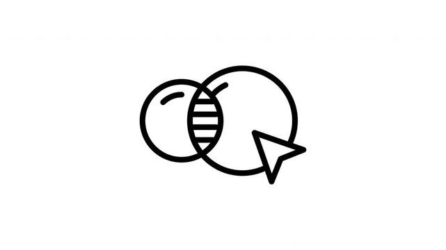 Shape Builder Tool Animated Icon Loop with Alpha Channel for Graphic Design Concept
