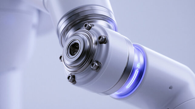 Modern Robotic Arm Joint with Glowing Light Detail