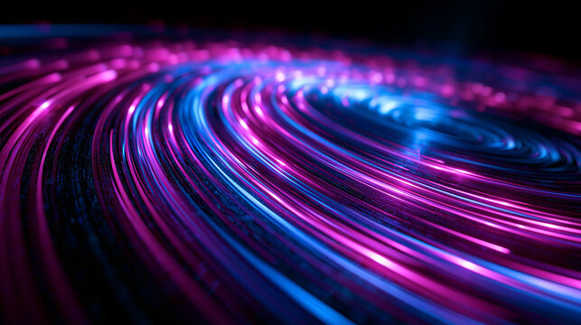 Abstract Fiber Optic Swirls with Neon Light Motion Background