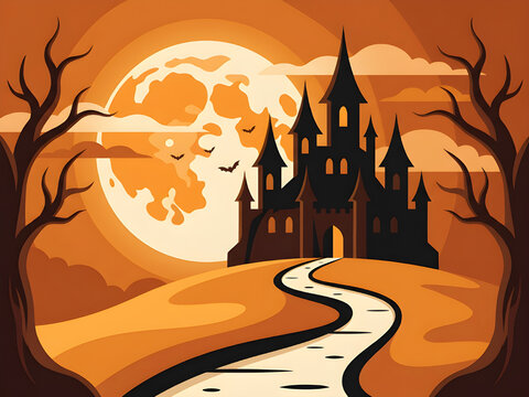 halloween background with castle