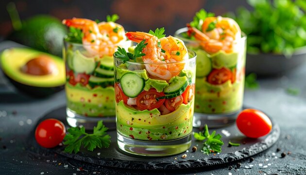 Avocado-Garnelen-Cocktail im Glas