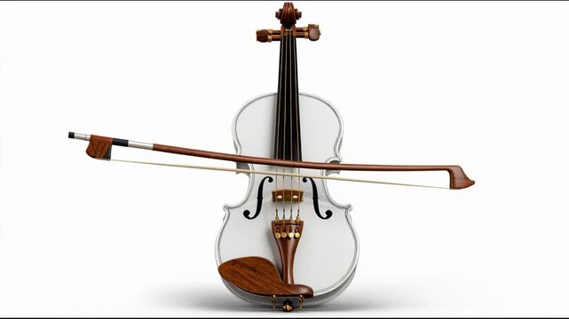 Violin and bow on a plain background during a music lesson or practice session