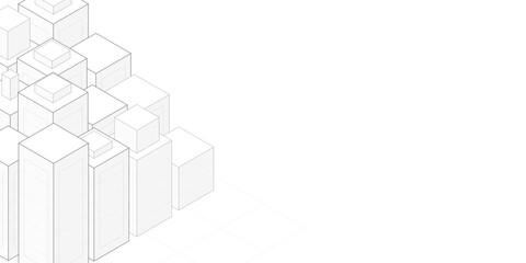 Fototapeta premium Polished soft white isometric background. Geometric vector illustration built from geometric cube structures and abstract cubes. Trendy design for web design, packaging and branding.
