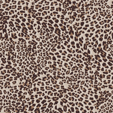 Leopard print textile pattern with natural brown and beige tones for fashion design and upholstery backgrounds