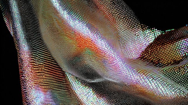 Dense Interwoven Fabric of Holographic Threads with Iridescent Light Reflections