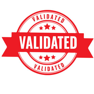 Red validated stamp sign with grunge texture