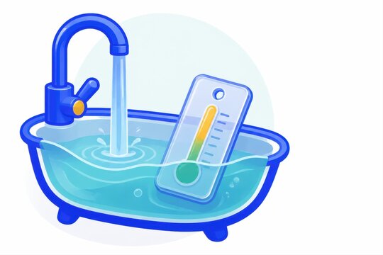 Warm bath temperature control with faucet and thermometer