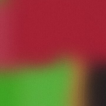 Granular crimson and electric lime diffusion, a horizontal atmospheric blend with subtle wavy micro-lines, transitioning into an enigmatic dark ochre corner, perfect for dynamic digital backgrounds.