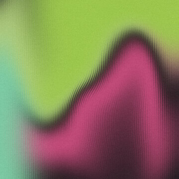 Granular luminous lime green and deep fuchsia blend, intricately woven with vertical ridged wave patterns over a diffused shadowy base, perfect for modern digital backgrounds.