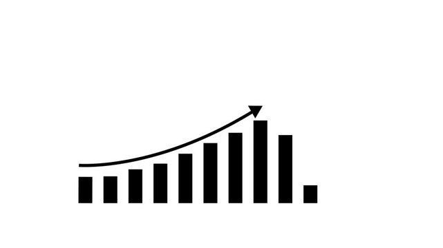 Business growth concept in graph chart animation. Infographics Business graph with rising arrow icon. Arrow up graph icon animation on transparent background