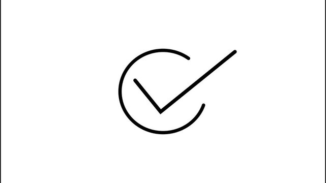 Minimalist animated checkmark on white background, for ui/ux tick, animation motion ui