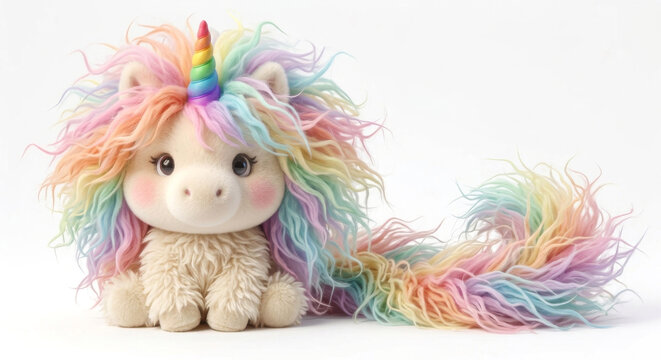 Unicornio arcoiris pelo largo