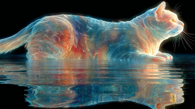 Digital fantasy cat featuring vibrant universe textures wallpapers