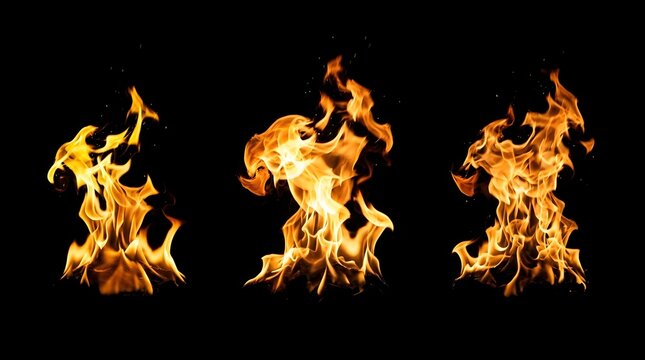 Vibrant orange flames on black background for dramatic design