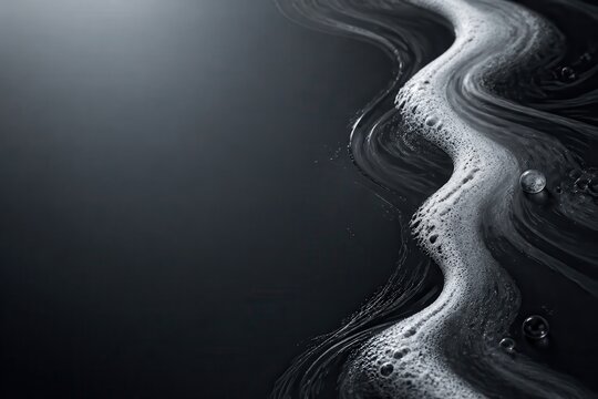 Liquid Flow Abstract with Silver Foam and Dark Texture