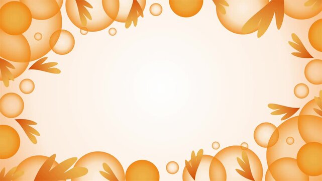 orange autumn leaves frame with circular bokeh light effects