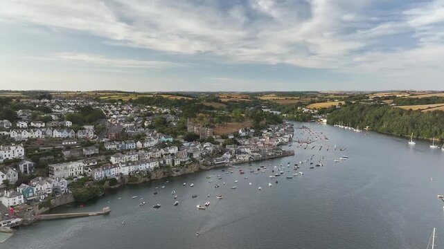Fowey from a drone, River Fowey, Cornwall, England