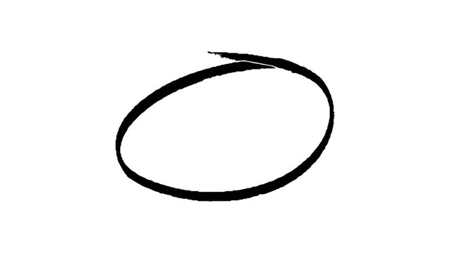 Animated black hand drawn circle mark isolated on white background stock footage